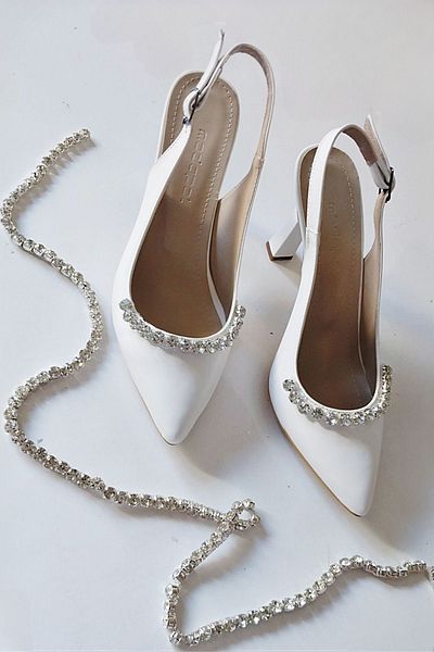 Modavien Pantofi de mireasa dama White Stone - 7 cm