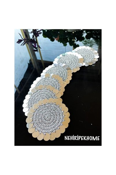 NehiripekHome Gümuş Sequined Presentation Coasters Set of 6