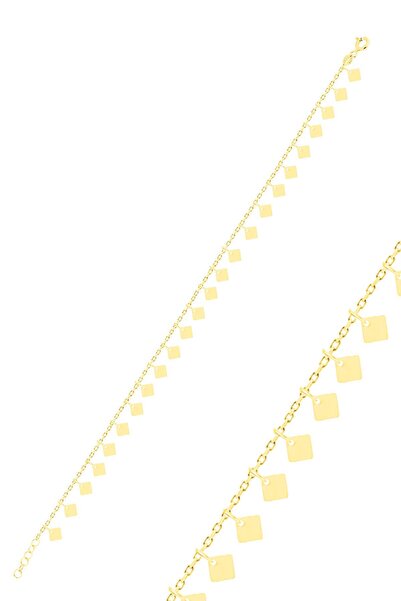 Söğütlü Silver Gümüş altın yaldızlı dilim pullu halhal SGTL10542GOLD