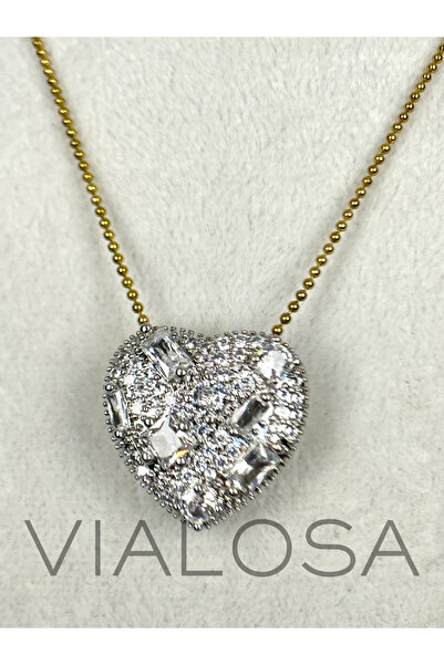 VIALOSA Kırık Baget Taşlı Kalp Kolye