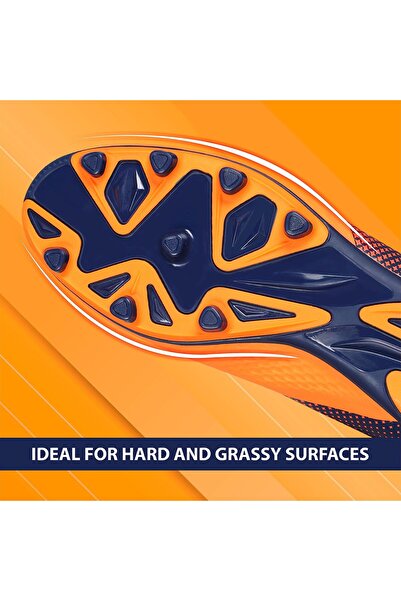 Nivia Ashtang Football Studs | Black/Orange, 4UK/ 5US / 38EU | Synthetic Leather | Moulded Insole