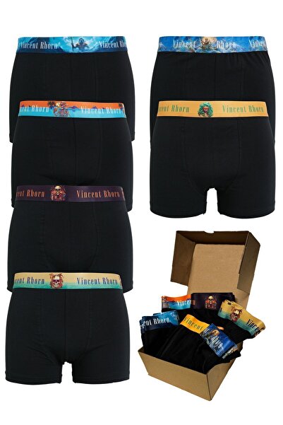 Vincent Rborn Erkek Pamuklu Esnek 6'lı Paket Boxer Skull Havana and Olympos