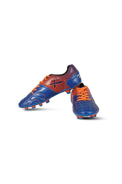 Vector X Breeze Football Shoes (Blue/Orange, 9 UK/ 10 US / 43EU) | Leather | Lace-Up