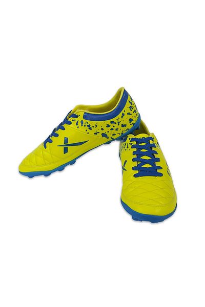 Vector X Fizer Indoor Football Shoes (Yellow/Blue, 8 UK/ 9 US / 42 EU) |  Leather | Moulded Insole