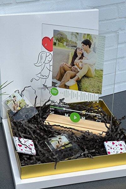 BLUE HOME'S Sevgililere Özel Kişiselleştirilmiş Spotify Barkodlu Plak Ve Anah...