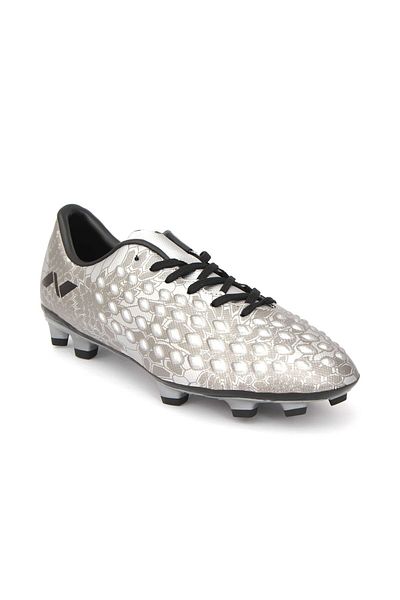 Nivia Reptile Football Stud/Shoes (Silver/Black, 11 UK/ 12 US / 45 EU) | Leather | Moulded Insole