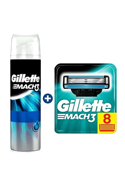 Gillette Mach3 8'li + Jel 200 Ml Set