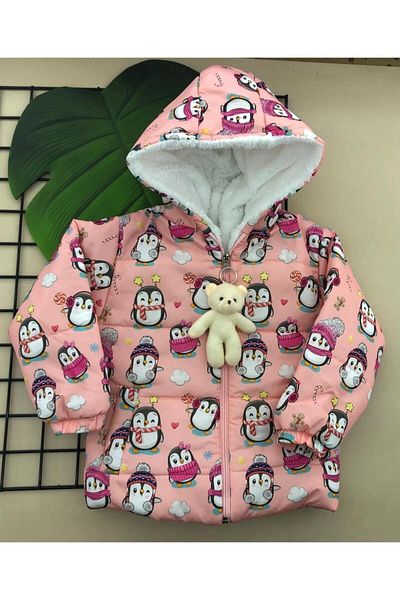 ÖRZİKİDS Monthly Penguin Printed Plush Coat with Pockets 2/3/4 Years Plush Teddy Bear Gift