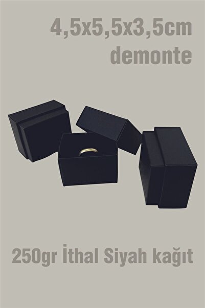 Örün Matbaa İthal Kağıt Siyah Renk Süngerli Yüzük Kutusu 5,5x4,5x3,5cm - 24 Adet Demonte Sevk
