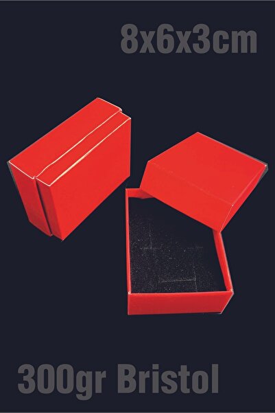 Örün Matbaa Kırmızı 8x6x3cm Süngerli Takı Kutusu Kolye, Bileklik, Mini Set Kutusu 25 Adet Demonte Sevk