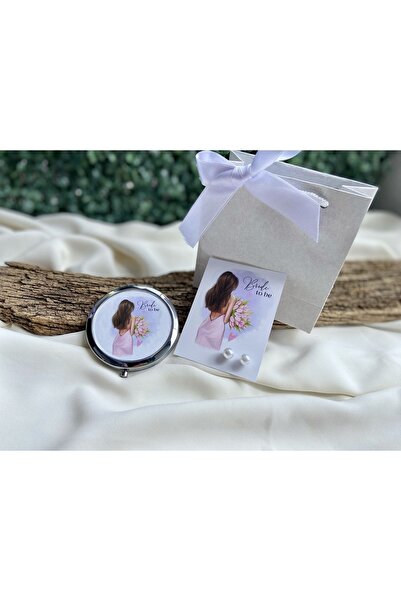 DDM Bride To Be Konseptli Ayna İnci Küpe ve Karton Çanta Hediyelik