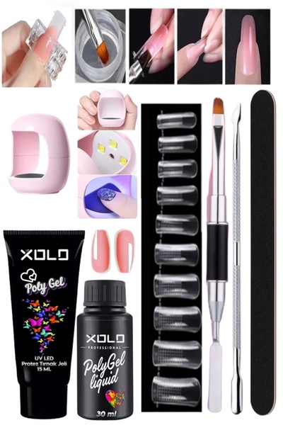 xolo 9 Parça Polijel Uygulama Seti Sevilen Renkler Serisi Poligel Akril Protez Tırnak