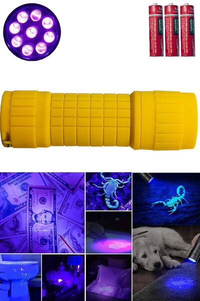 DYE HOUSE UV FENER Sarı Uv Led Fener Slikon Kaplamalı