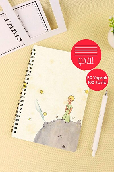 Anime Marketi Küçük Prens Temalı A5 Spiralli Okul Defteri 50 Yaprak 100 Sayfa - Çizgili