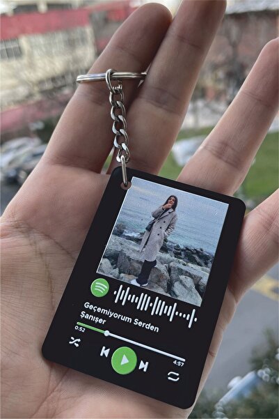 BLUE HOME'S Kişiye Özel Fotoğraflı Spotify Barkodlu Anahtarlık Siyah - Sevgiliye Hediye Arkadaşa Hediye