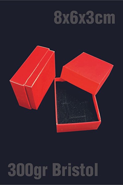 Örün Matbaa Kırmızı 8x6x3cm Süngerli Takı Kutusu Kolye, Bileklik, Mini Set Kutusu 25 Adet Demonte Sevk