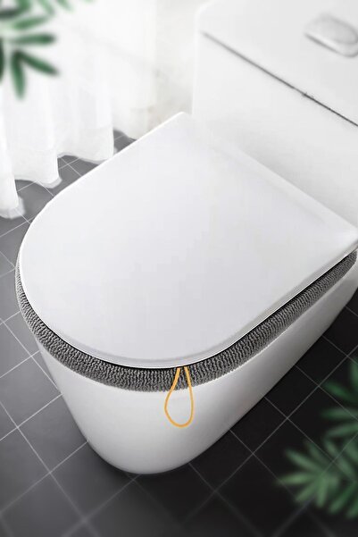 Emmaisie Yumuşak Dokulu Esnek Yıkanılabilir Klozet Kapağı Kılıfı Klozet Kapağı Örtüsü - Gri