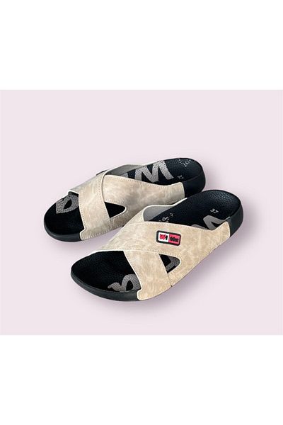 Witta Black-Beige Women's Slippers - Cross Model, Pool orthopedic sole