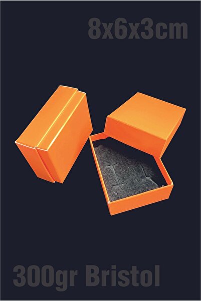 Örün Matbaa Turuncu 8x6x3cm Süngerli Takı Kutusu Kolye, Bileklik, Mini Set Kutusu 25 Adet Demonte Sevk