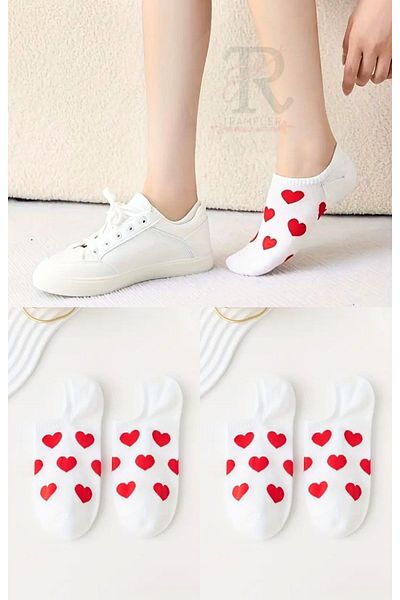 trampler White Ballerina Socks - 5 Pairs of Invisible Heart Women's Socks