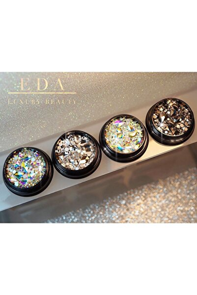 EDA LUXURY BEAUTY 4'lü Karışık Lüks 3d Kristal Taş Parlak Nail Art Makyaj Cry...