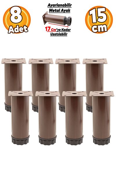 Badem10 Mobilier reglabil Canapea Baza Fotoliu Suport metalic Riser Picior cafea 15cm Picioare 8 buc