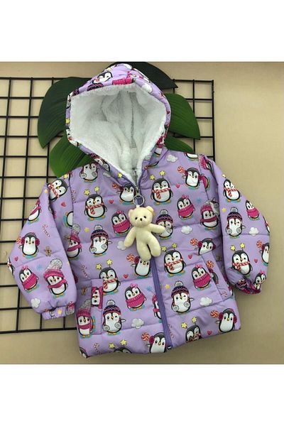ÖRZİKİDS Monthly Penguin Printed Plush Coat with Pockets 2/3/4 Years Old Plush Teddy Bear Gift