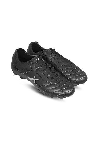 Vector X Dynamic Football Shoes (Black/Silver, 5 UK/ 6 US / 39 EU) | Synthetic Leather | PVC sole