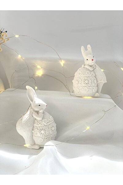 M&C Concept Dekoratif İkili Beton Sevimli Tavşan Biblo   Obje Set