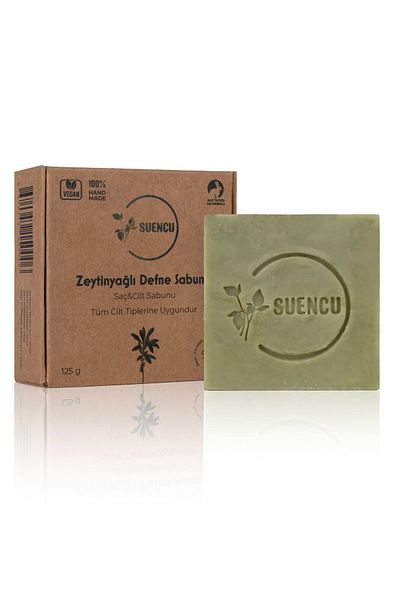 Suencu صابون الغار بزيت الزيتون الطبيعي - زيت فواكه 60٪، زيت زيتون 40٪ / 125 جرام