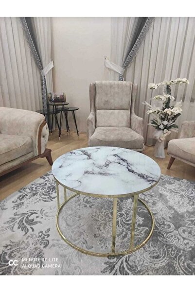 Lion Lioon Art Gold Metal Ayaklı Mermer Desen Orta Sehpa C