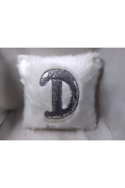 YILMAZHOME Κάλυμμα μαξιλαριού με βελούδινο γράμμα - (λευκό βελούδινο-ασημί γρ...