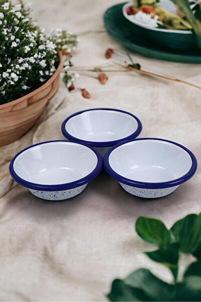 İnci Emaye 10Cm Enameled Conical Plate Set - 3 Pieces, Breakfast, Jam, Olive and Cheese Plate