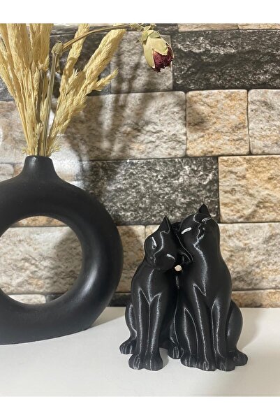 3D Online Dekoratif sevimli çift Kedi Biblosu Plastik