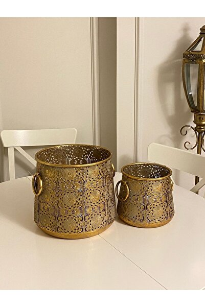 THE LİNSE Metal Dekoratif Ikili Saksı