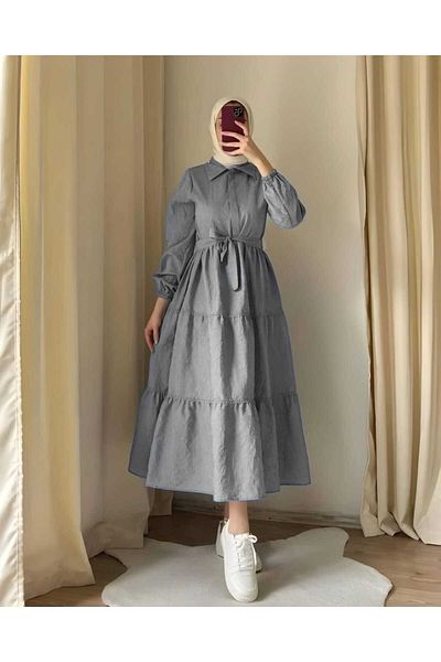 CNG MODA Hijab Wrinkled Tricotone Dress