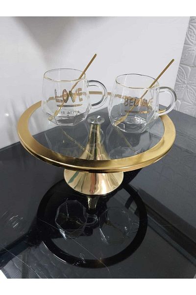 Zeycanhome Round Cake Stand - Gold Legs