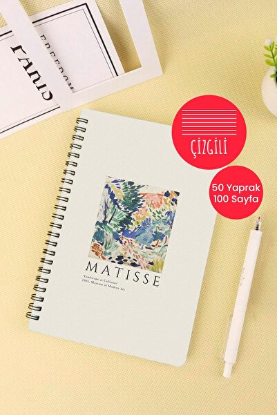 Anime Marketi دفتر مدرسي بتصميم ماتيس مقاس A5 حلزوني 50 ورقة 100 صفحة - مسطر