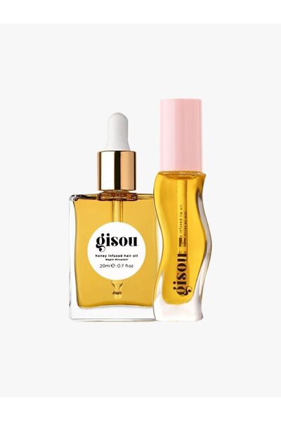 gisou Ultimate Glow Duo-Daha Sağlıklı, Parlak Saçlar, Dudaklar İçin Saç Ve Dudak Yağı Seti (20 ml + 8 ml)