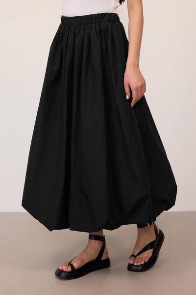 Addax Long Balloon Skirt - Elastic Waist E 241002 -Asn75
