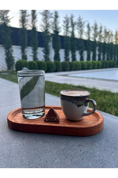 BÜYÜLÜ HOME Stand Oval Wooden Stand Six Oil Pot Coffee Serving Holder Soap Dish Six Snack Bowl Serving Plate