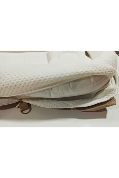 nisa baby tasarım Brown Miraç Portable Reflux Bed Mommy Bag with Textile Bag Miraç Textile Shoulder Bag