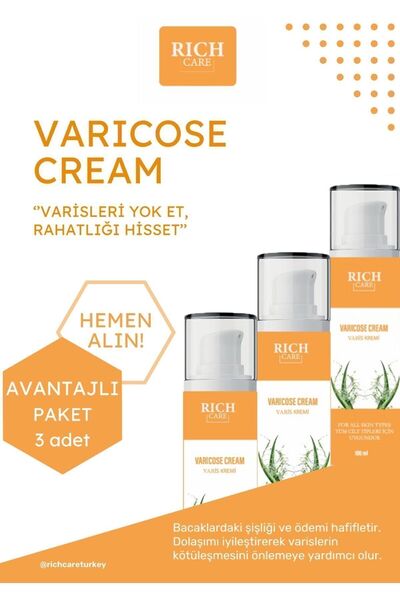 RİCH CARE Varicose Variskremi Avantajlı Paketi 3'lü Set (3X100ML)