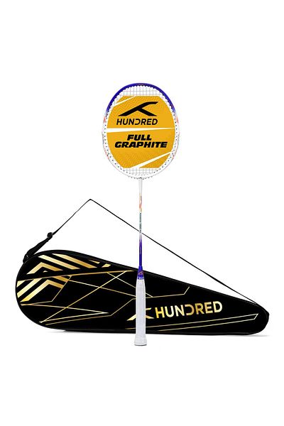 Hundred Powertek 1000 PRO Graphite Strung Badminton Racket with Full Racket Cover