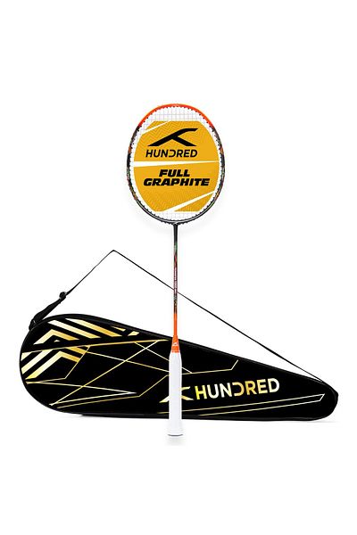 Hundred مضرب تنس الريشة Powertek 1000 PRO المصنوع من الجرافيت مع غطاء مضرب كامل