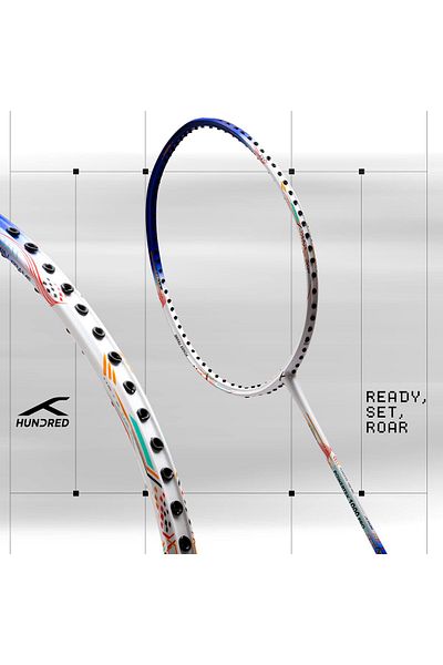 Hundred Powertek 1000 PRO Graphite Strung Badminton Racket with Full Racket Cover