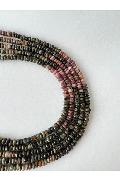 ŞİFA SHOP Tourmaline Natural Stone String, 3x4 Mm, Washer, Faceted Cutting