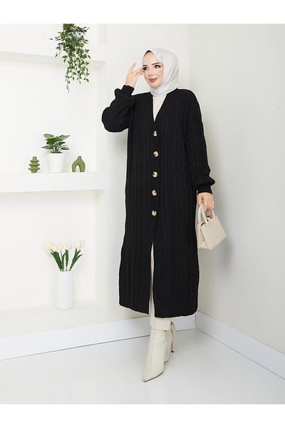 Pamuk Butik Γυναικεία Ζακέτα Πλεκτή Αλυσίδα Ολόσωμη