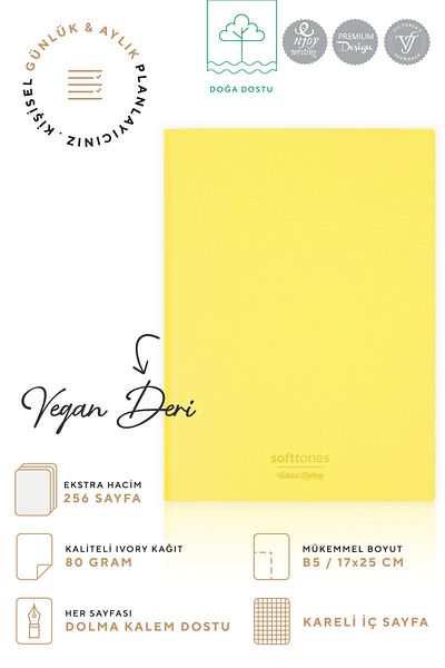 Victoria's Journals Softtons Notebook with Flexible Cover - Cream 128 Yp. Checkered