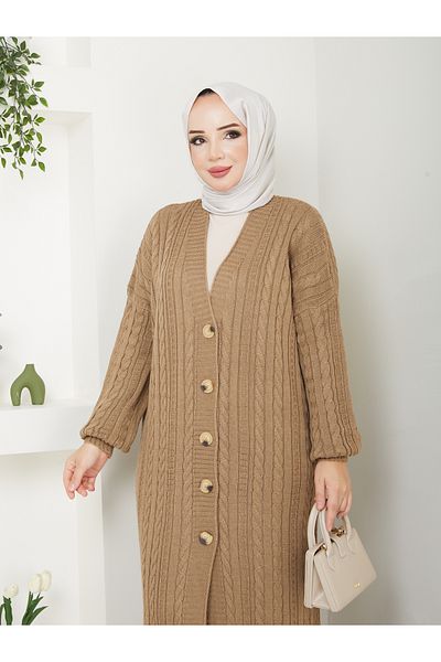 Pamuk Butik Γυναικεία Ζακέτα Πλεκτή Αλυσίδα Ολόσωμη